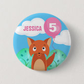 Fox und Ballon Kinder Personalisiert Geburtstag je Button (Vorderseite)