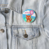 Fox und Ballon Kinder Personalisiert Geburtstag je Button (Beispiel)