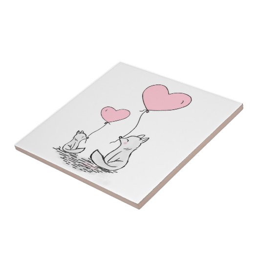 Fox und Balloon Keramik Tile Fliese (Seite)