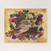 Fox- und Blumendesign Puzzle (Horizontal)