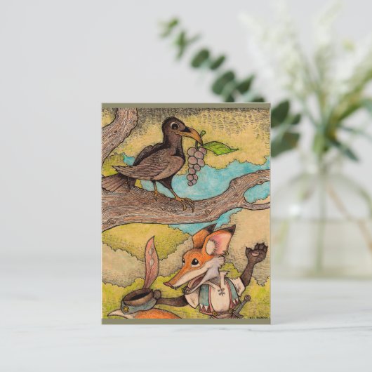 Fox und Crow Postkarte (Stehend Vorderseite)