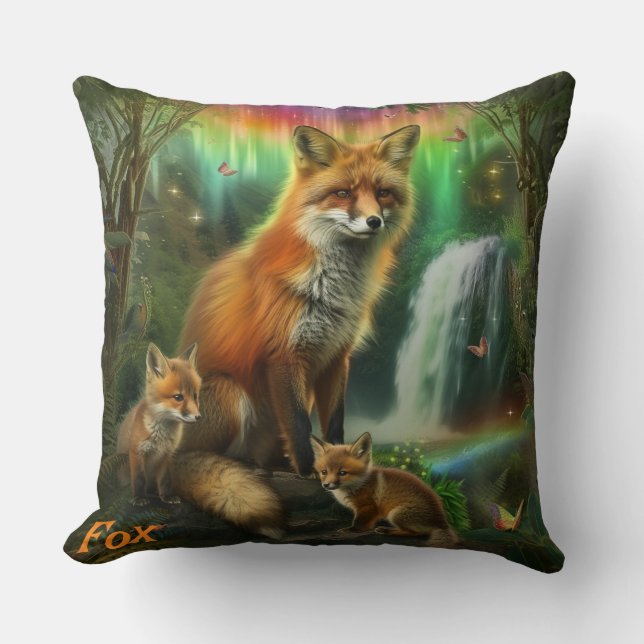 Fox und Cubs Throw Kissen (Vorderseite)