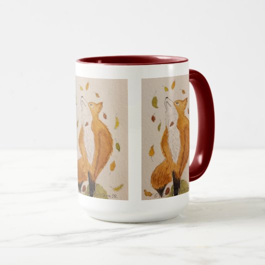 Fox und Fallende Blätter Kunst Tasse (VorderseiteRechts)