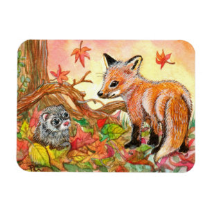 Fox und Ferret im Herbst Magnet