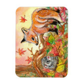 Fox und Ferret im Herbst Magnet (Vertikal)