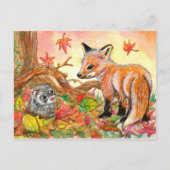Fox und Ferret im Herbst Postkarte (Vorderseite)