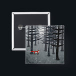 Fox und Forest Button<br><div class="desc">Ein wilder roter Fuchs steht unter den Kiefern in einem dunklen Wald. Landschaftsmalerei für Wildtiere,  Natur- und Tierliebhaber.</div>