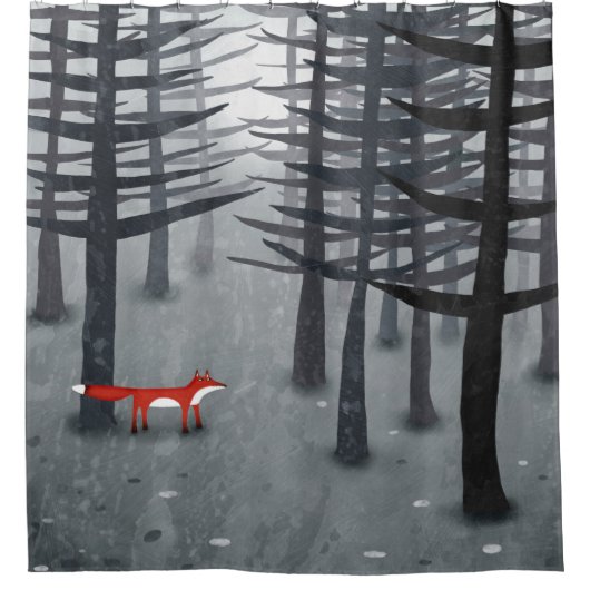 Fox und Forest Duschvorhang (Vorderseite)