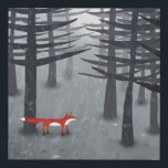 Fox und Forest Künstlicher Leinwanddruck<br><div class="desc">Ein wilder roter Fuchs steht unter Bäumen in einem dunklen Wald. Ein Landschaftsbild für Tiere,  Natur und Wildtiere. Originelle Kunst von Nic Squirrell.</div>