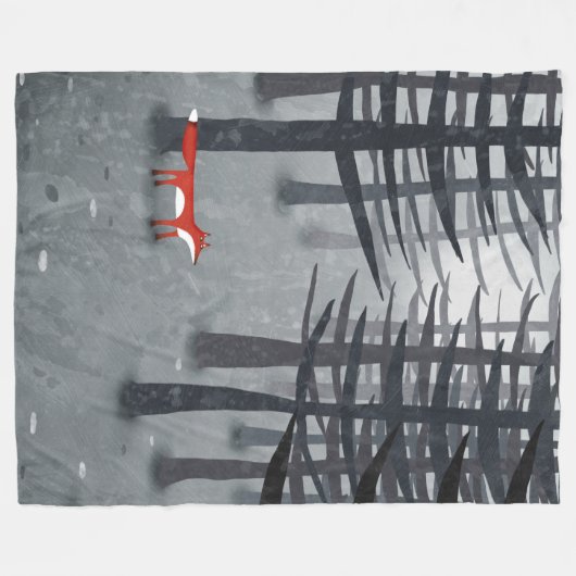 Fox und Forest Ombré Landschaft Fleecedecke (Vorderseite (Horizontal))