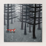 Fox und Forest Puzzle<br><div class="desc">Ein wilder roter Fuchs steht unter Bäumen in einem dunklen Wald. Ein Landschaftsbild für Tiere, Natur und Wildtiere.</div>