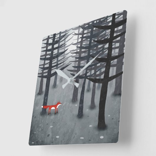 Fox und Forest Quadratische Wanduhr (Winkel)