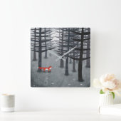 Fox und Forest Quadratische Wanduhr (Zuhause)