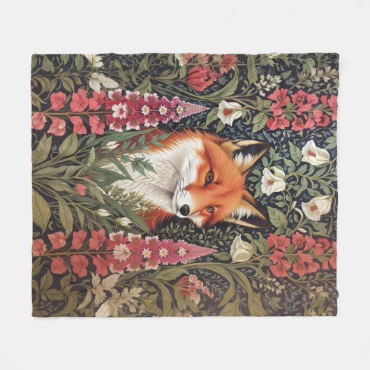 Fox und Foxglove Blume William Morris Inspiriert Fleecedecke (Vorderseite (Horizontal))
