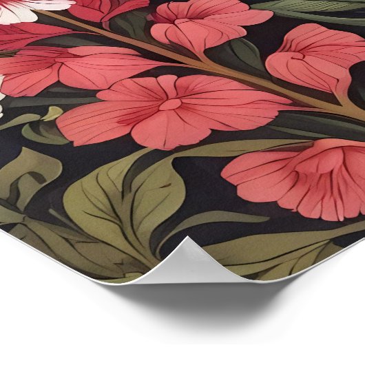 Fox und Foxglove Blume William Morris Inspiriert Poster (Ecke)