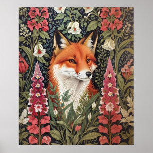 Fox und Foxglove Blume William Morris Inspiriert Poster