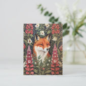 Fox und Foxglove Blume William Morris Inspiriert Postkarte (Stehend Vorderseite)