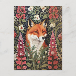 Fox und Foxglove Blume William Morris Inspiriert Postkarte