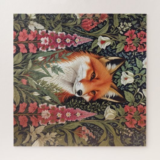 Fox und Foxglove Blume William Morris Inspiriert Puzzle (Horizontal)