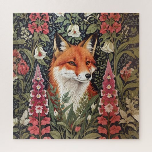 Fox und Foxglove Blume William Morris Inspiriert Puzzle (Vertikal)