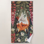 Fox und Foxglove Blume William Morris Inspiriert Strandtuch (Vorderseite)