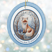 Fox und Gingham Charming Personalisierte Weihnacht Keramik Ornament