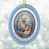 Fox und Gingham Charming Personalisierte Weihnacht Keramik Ornament