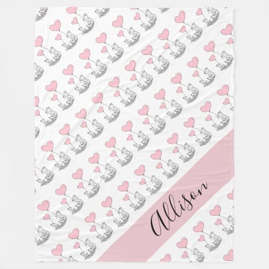 Fox und Herz Fleecedecke (Vorderseite)