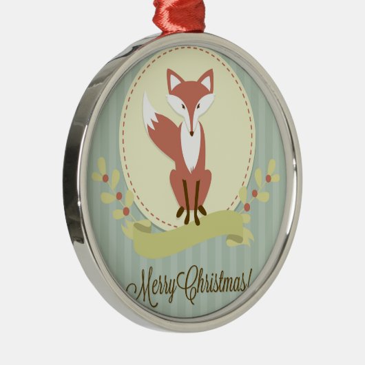 Fox und Kranz Silbernes Ornament (Rechts)