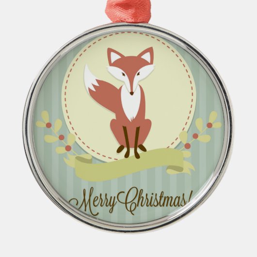 Fox und Kranz Silbernes Ornament (Vorne)