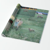 Fox und Land mit Stall, Rotfuchs Geschenkpapier (Ungerollt)