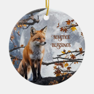 Fox und Moon Solstice Segen Urlaub Keramik Ornament