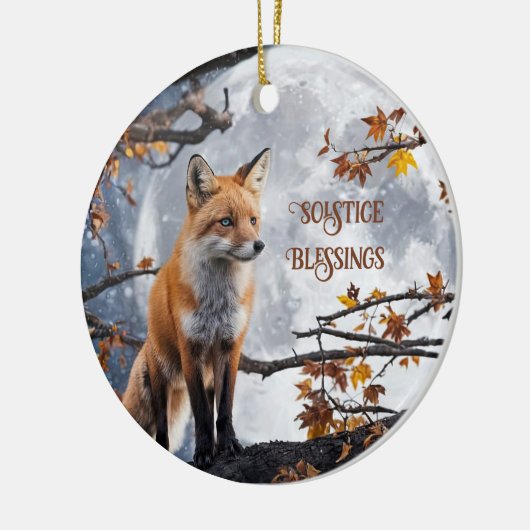 Fox und Moon Solstice Segen Urlaub Keramik Ornament (Links)