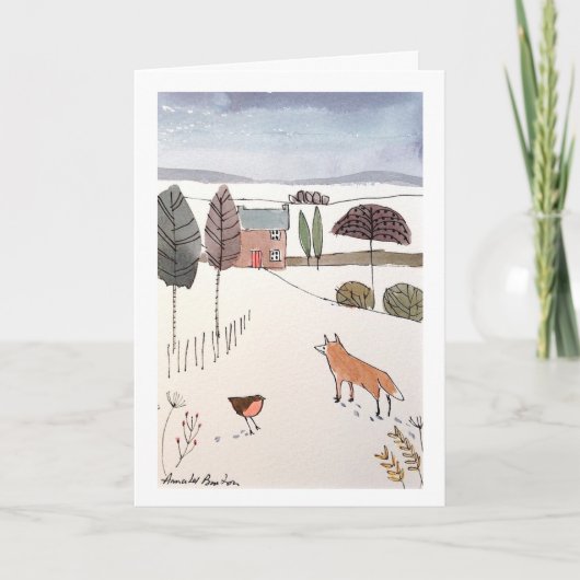 Fox- und Robin-Weihnachtskarte Feiertagskarte (Vorderseite)