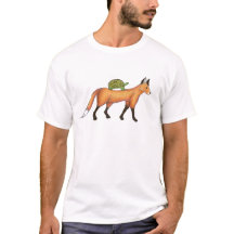 Fox und Schildkröte-Druck-T - Shirt