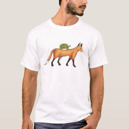 Fox und Schildkröte-Druck-T - Shirt