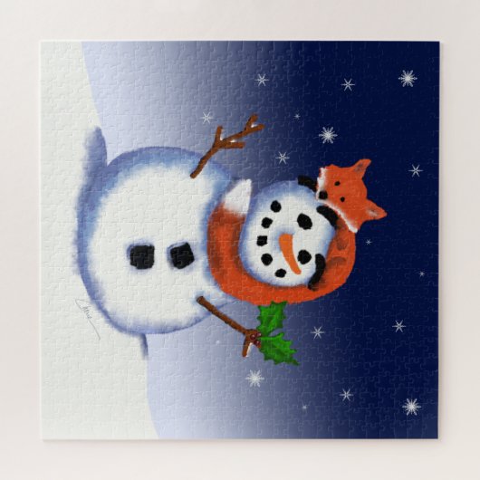 Fox und Snowman Weihnachten Puzzle (Horizontal)