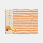 Fox- und TAN- u. Orangen-Streifen | personalisiert Fleecedecke (Vorderseite (Horizontal))