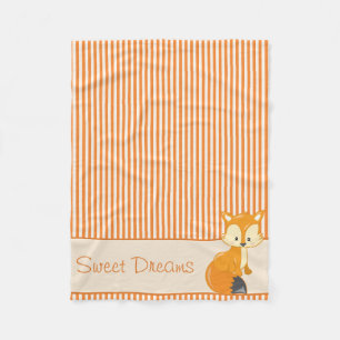 Fox- und TAN- u. Orangen-Streifen personalisiert Fleecedecke