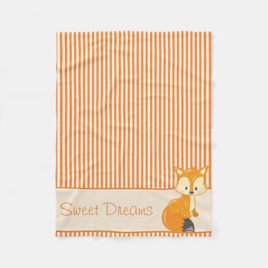 Fox- und TAN- u. Orangen-Streifen | personalisiert Fleecedecke (Vorderseite)