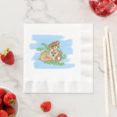 Fox und Teddy Bear Greenery Boy's Baby Shower Serviette (Beispiel)
