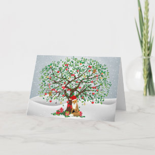 Fox- und Weihnachtsbaum Feiertagskarte