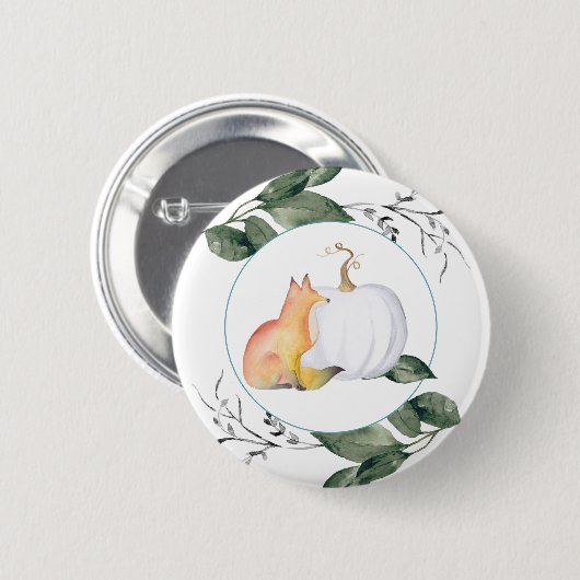 Fox und White Pumpkin Button (Vorne & Hinten)