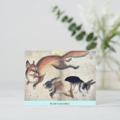 Fox und zwei Hasen Ukiyoe. Postkarte (Stehend Vorderseite)