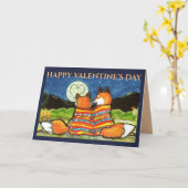 Fox Valentine Liebe Romantischer Mond Art Foxy Blu Karte (Gelbe Blume)