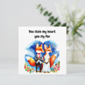 Fox Valentine's Day Card Karte (Stehend Vorderseite)