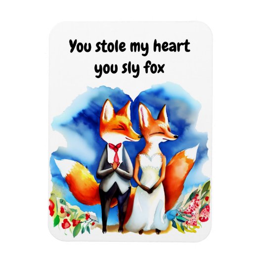 Fox Valentine's Day Card Magnet (Vertikal)
