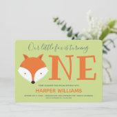 Fox verwandelt ein erstes Tier zum Geburtstag Einladung (Stehend Vorderseite)
