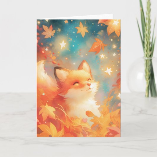 Fox-verzauberter Herbst Karte (Vorderseite)