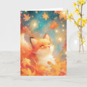 Fox-verzauberter Herbst Karte (Gelbe Blume)